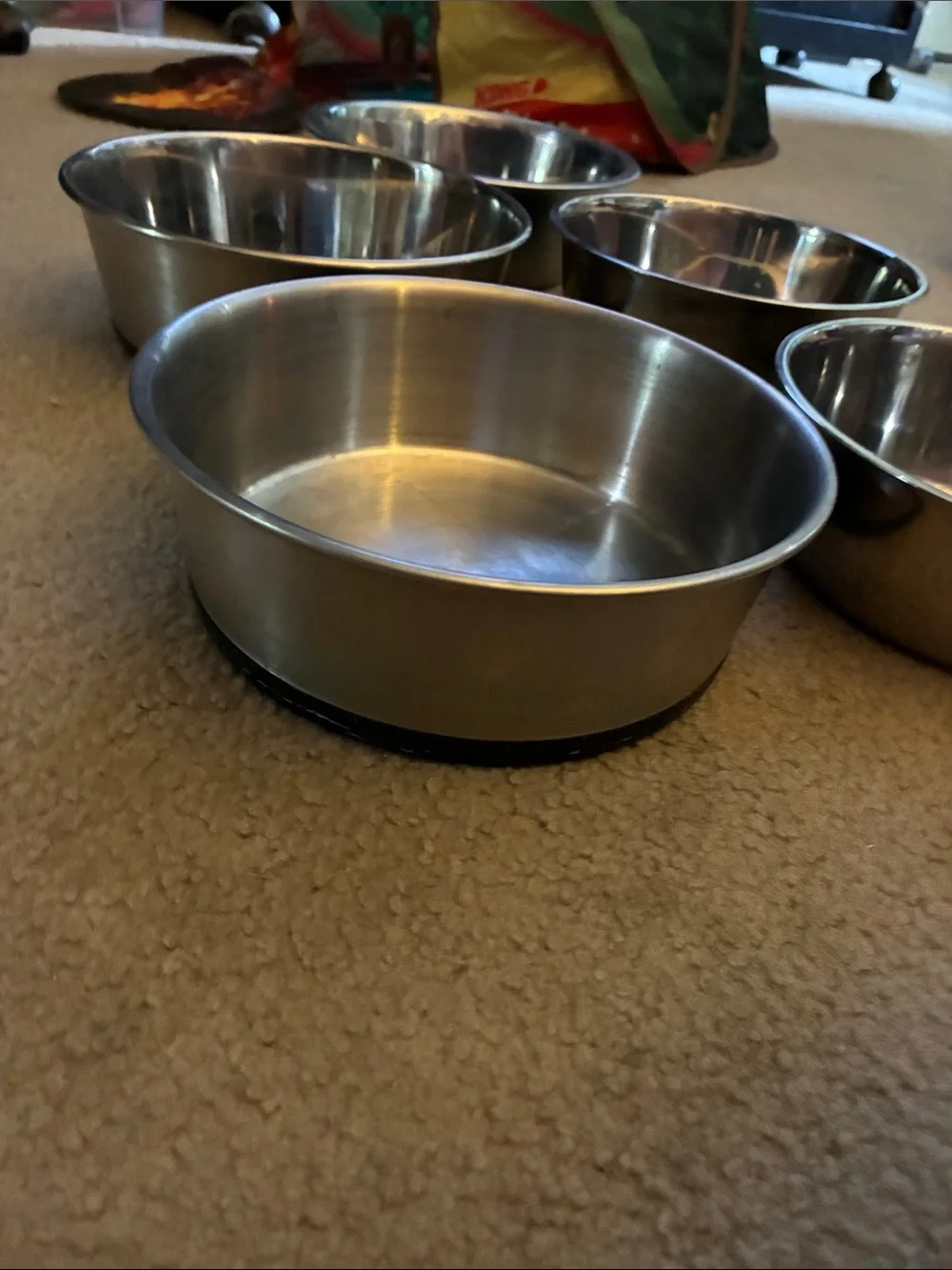 Stainless Steel Pet Bowls - Set of 5 (Silver)
